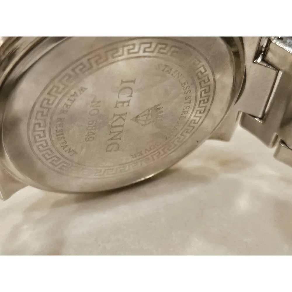 Ice King Quartz Watch Silver Tone Stainless Steel Checkered‎ Dial Mens